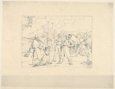 英勇的人Dat Fite Mit Siegel来自1861-63年的南方战争版画。 作者 阿达尔伯特·约翰·沃尔克