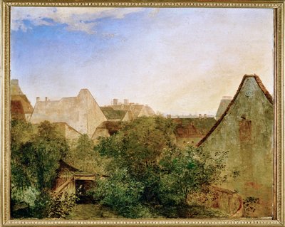 Blick ueber Wiener Vorstadthaeuser - 俯瞰维也纳郊区......（木板绘画） 作者 阿达尔伯特·斯蒂夫特