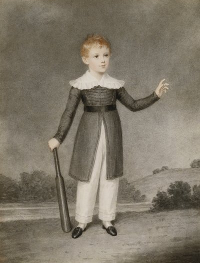爱德华·柯里（Edward Currie）拿着板球拍的肖像，1830年 作者 亚当·巴克