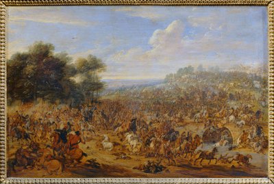 桥附近的战斗 ... 作者 亚当·弗兰斯·范德（Adam Frans van der）穆伦（圆）