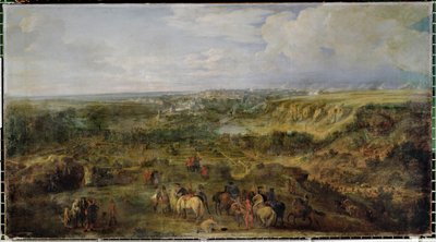 从曼斯菲尔德浴场眺望卢森堡市 ... 作者 亚当·弗兰斯·范德（Adam Frans van der）穆伦（圆）