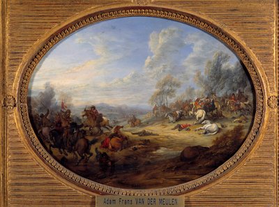 骑兵冲击 路易十四统治下的一场战斗。 Adam Van der Meulen (1632-1690) 作画 0,2x0,27 m 作者 亚当·弗兰斯·范·德·穆伦