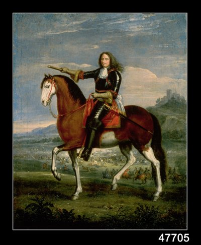 Auvergne（1611-75）元帅Turenne的亨利的骑马肖像 作者 亚当·弗兰斯·范·德·穆伦