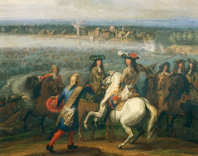 马背上的路易十四，自1672年通过莱茵河以来的细节，Adam Frans van der Meulen（1632-1690），布面油画，77x109厘米，法国 作者 亚当·弗兰斯·范·德·穆伦