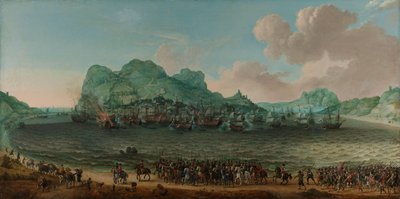 1607 年 4 月 25 日雅各布-范-海姆斯克上将指挥的舰队在直布罗陀附近战胜西班牙舰队 作者 Adam Willaerts（艺术家签名）