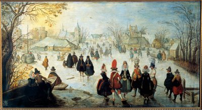 Les skaters 绘画由 Adam Van Breen (1599-1665) 17 世纪 0,35x0,65 米 作者 亚当·范·布雷恩