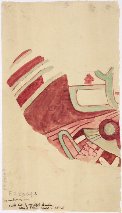 墨西哥州特奥蒂瓦坎的壁画碎片副本 作者 阿黛拉·布雷顿（Adela Breton）