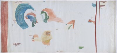 墨西哥 Aanceh 小房间壁画的副本 铅笔线，水彩 分三部分（铅笔线和水彩） 作者 阿黛拉·布雷顿（Adela Breton）
