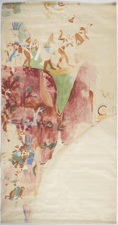 墨西哥奇琴伊察美洲虎上庙东墙的壁画描摹
 (水彩和人体彩绘) 作者 阿黛拉·布雷顿（Adela Breton）
