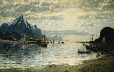 峡湾场景与帆船， 作者 阿德尔斯汀·诺曼（Adelsteen Normann）