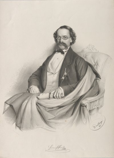 小提琴家和作曲家海因里希-普罗克1809-1878的肖像，1857年。 作者 阿道夫·达格奇（Adolf Dauthage）