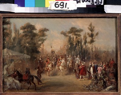 La chasse du tsar au 16eme siecle（16 世纪沙皇的狩猎）。Oeuvre de Adolf Charlemagne (1826-1901)。纸盒包装 作者 Adolf Jossifowitsch Charlemagne