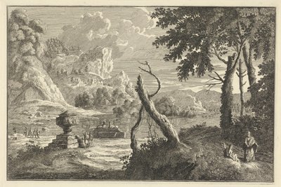 带有断树的阿卡迪亚河景观
意大利和德国风景（系列标题） 作者 Adolf van der Laan