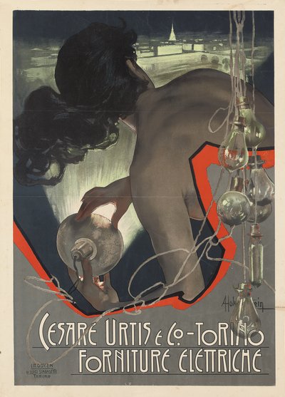 为意大利都灵塞萨雷·乌尔蒂斯公司（Cesare Urtis＆Co. of Turin）制作广告海报，1889年 作者 Adolfo Hohenstein