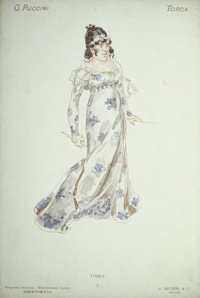 &39;Tosca&39;的服装设计由Giacomo Puccini（1858-1954）设计 作者 阿道夫·海恩斯坦