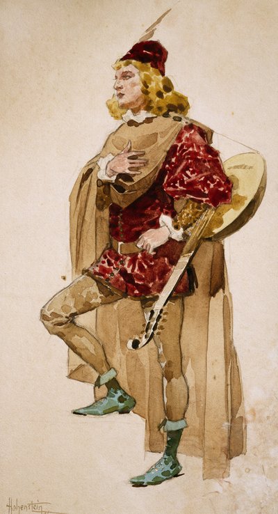阿道夫-霍恩斯坦（1854-1928 年）为皮埃特罗-马斯卡尼（1863-1945 年）的歌剧《扎内托》绘制的服装草图 作者 阿道夫·海恩斯坦