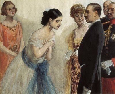 向西班牙国王阿方索十三世（1886-1941 年）赠送一位女士。 阿道夫·洛萨诺·西德罗 (Adolfo Lozano Sidro，1872-1935) 的绘画，布面油画。 私人收藏。 作者 阿道夫·洛萨诺·西德罗