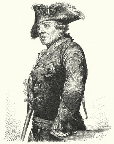 普鲁士国王腓特烈大帝（版画） 作者 Menzel（之后）的Adolph Friedrich Erdmann