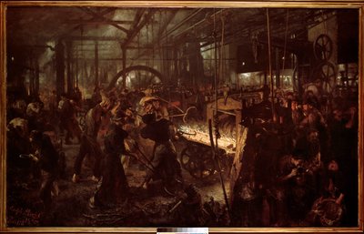 冶金：“轧机，在锻造中工作”” 阿道夫·门泽尔（Adolf Menzel）的绘画（1815-1905） 作者 阿道夫门泽尔
