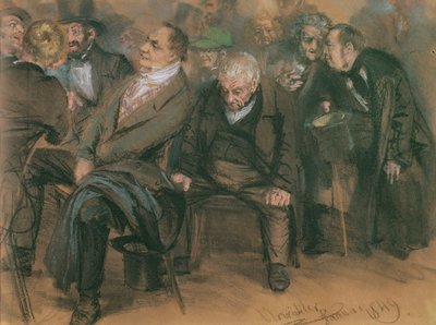 资产阶级德国人参加公开会议，1849年（纸上粉笔） 作者 阿道夫门泽尔