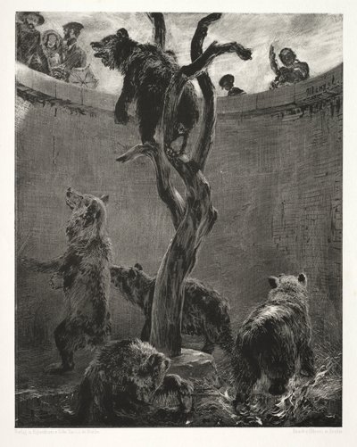 《用刷子和刮刀在石头上作文：熊坑》，1851年。 作者 阿道夫门泽尔