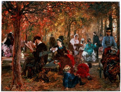 在卢森堡花园（Jardin de Luxembourg）中，让人想起卢森堡花园（Jardin de Luxembourg），1876年。 作者 阿道夫门泽尔