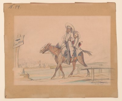 Henry Von Trebra和Louis V. Trebra从他们位于伊利诺伊州麦迪逊的农场抵达印第安纳州的莫顿营。 作者 阿道夫·梅茨纳（Adolph Metzner）
