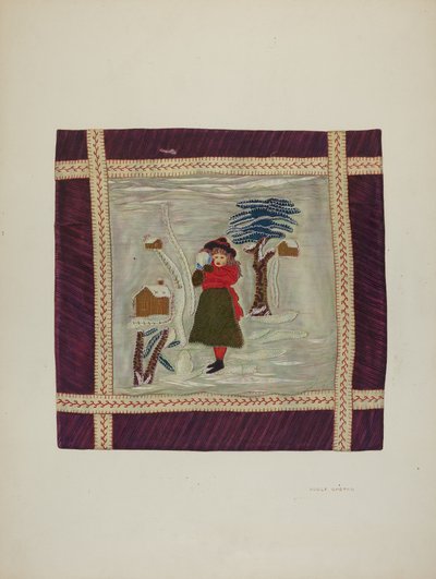 嵌花盖毯细节，1941年。 作者 阿道夫·奥普斯塔德