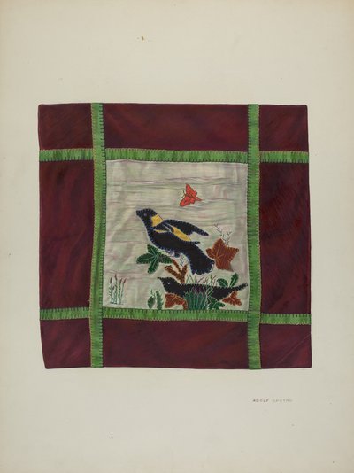 嵌花盖毯细节，1941年。 作者 阿道夫·奥普斯塔德