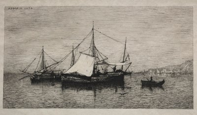 意大利的卡巴塔基海岸船，1874年。 作者 阿道夫·阿皮安