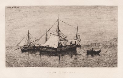 渔船意大利沿海沿海航行船，1874年。 作者 阿道夫·阿皮安