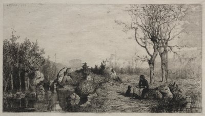 罗西永的一条小溪岸，1867年。 作者 阿道夫·阿皮安
