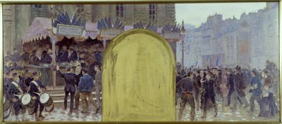 巴黎市政厅省长办公室草图：Enrôlements volontaires place du Panthéon 作者 阿道夫·古斯塔夫·比内（Adolphe Gustave Binet）