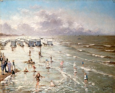 奥斯坦德的海滩，1892年 作者 阿道夫·雅各布斯（Adolphe Jacobs）