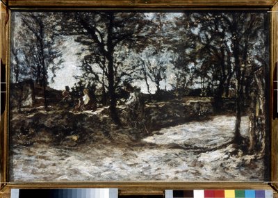 风景枫丹白露。阿道夫-托马斯-约瑟夫-蒙蒂切利（1824-1886 年）的作品。布面油画。印象派。尺寸：39x60 厘米。莫斯科普希金博物馆 作者 阿道夫·约瑟夫·托马斯·蒙蒂切利