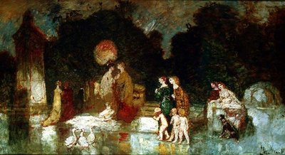 在公园里的场景 作者 阿道夫·约瑟夫·托马斯·蒙蒂切利