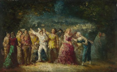 火炬游行，1870年代至1880年代 作者 Adolphe Joseph Thomas Monticelli