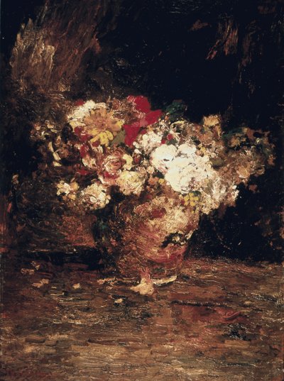 花瓶，约1880年（油画板）。 作者 阿道夫·约瑟夫·托马斯·蒙蒂切利