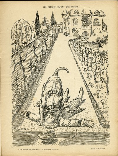 Adolphe dit Willette (1857-1926)的插图在Le Rire, 27/02/09 - Les ceusses que on des chiens - Architecture Urbanisme, Animals - Dog, Pitt-Bull 作者 阿道夫·莱昂·威莱特