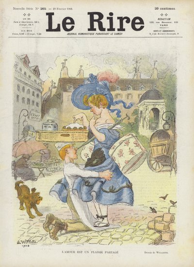 爱是一种共享的乐趣。 Le Rire的插图 作者 Adolphe Leon Willette