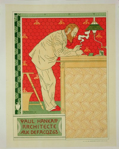 复制海报广告&39;Paul Hankar先生，建筑师&39;，Rue Defacqz，1894 作者 阿道夫·路易斯·查尔斯·克里斯平