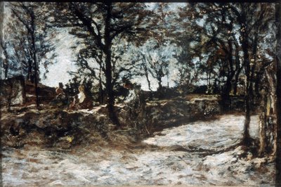 景观。枫丹白露，十九世纪。 作者 Adolphe Joseph Thomas Monticelli