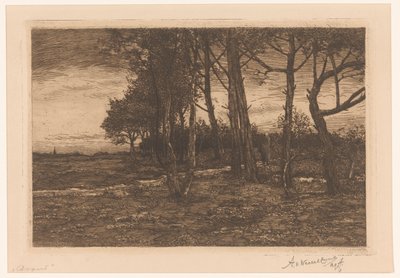 有树的风景
傍晚 作者 Adolphe PH J. van Weezel Errens（艺术家签名）