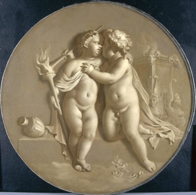 爱情火焰的两个普蒂，爱情寓言，1696年 作者 阿德里安·范德沃夫