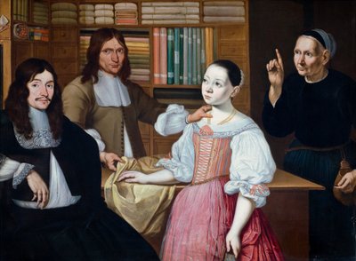 在德雷珀商店，1670年（铜上油） 作者 阿德里亚恩·布洛姆（Adriaen Bloem）
