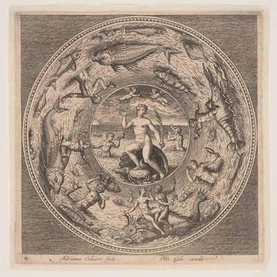 加拉蒂亚，选自一套盘子设计图（Fonds de Coupe） 作者 阿德里亚恩·科拉特