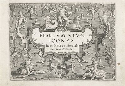 以海洋生物为装饰的标题印刷品 双鱼座（系列名） Piscium v​​ivae 图标（系列标题） 作者 阿德里亚恩·科拉特