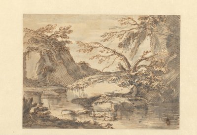 水中大石块景观 作者 阿德里安·霍尼奇（归因于）