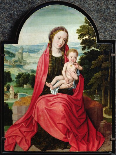 维珍与婴儿基督拿着三色堇 作者 Adriaen Isenbrandt或Isenbrant