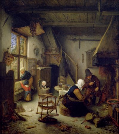 一个农民家庭在家，1661年 作者 阿德里亚恩·扬斯（Adriaen Jansz）。范·奥斯塔德